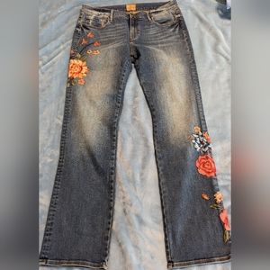 Sundance Driftwood Embroidered Floral Audrey Jeans Size 32